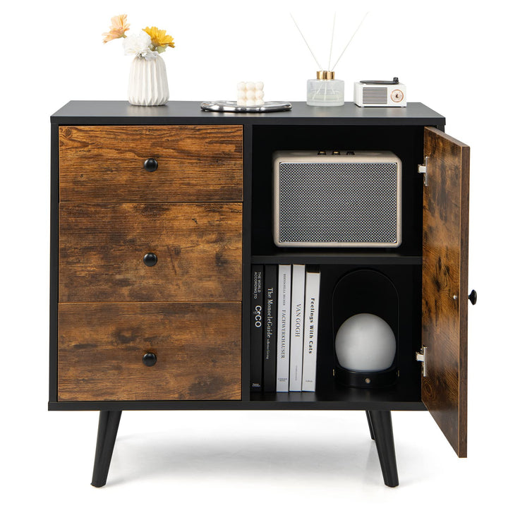 Giantex Storage Cabinet with 3 Drawers - Wood Buffet Sideboard W/Adjustable Shelf