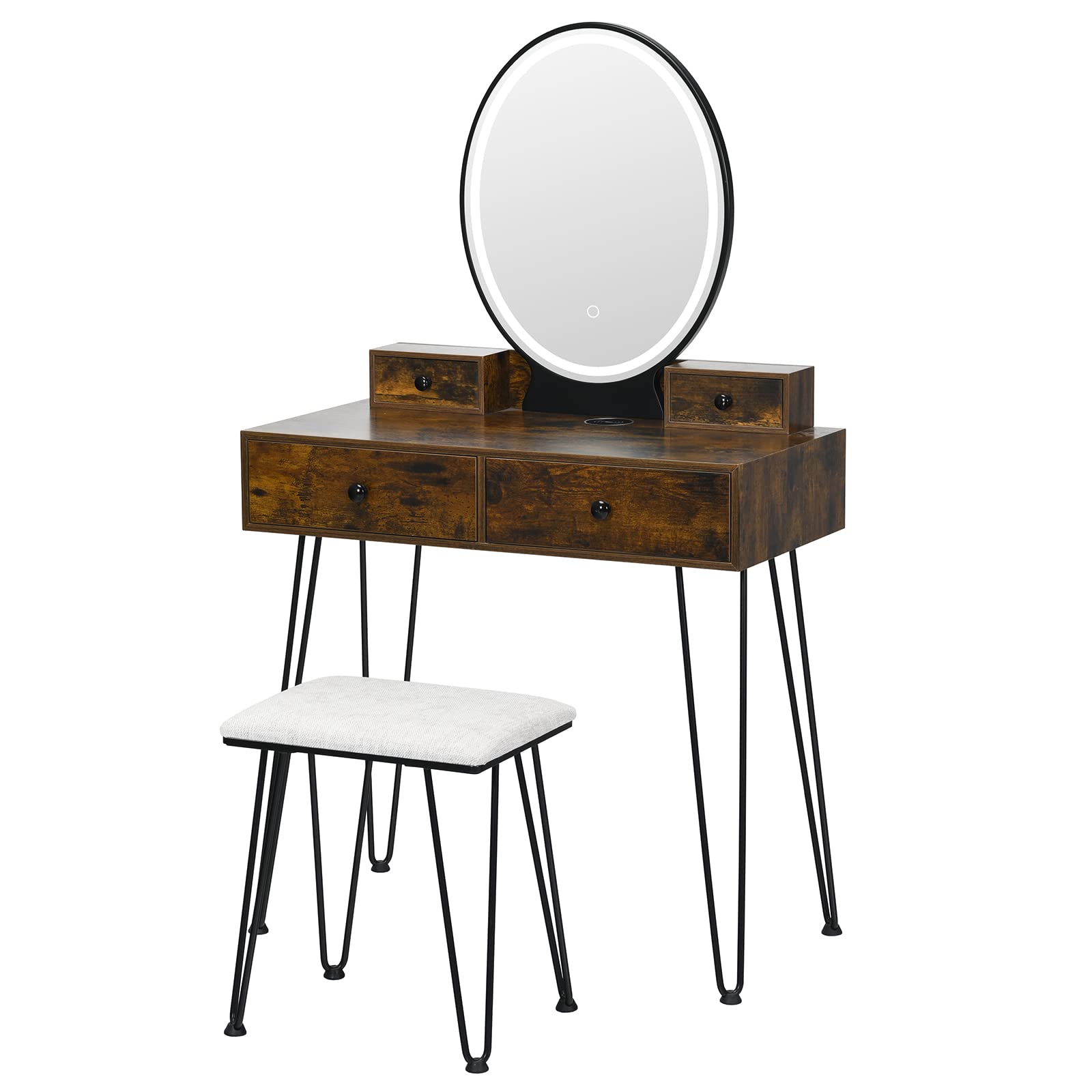 CHARMAID Vanity Set with Lighted Mirror - Giantex
