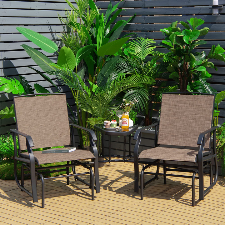 Giantex Outdoor Glider Chairs with Table & Umbrella Hole