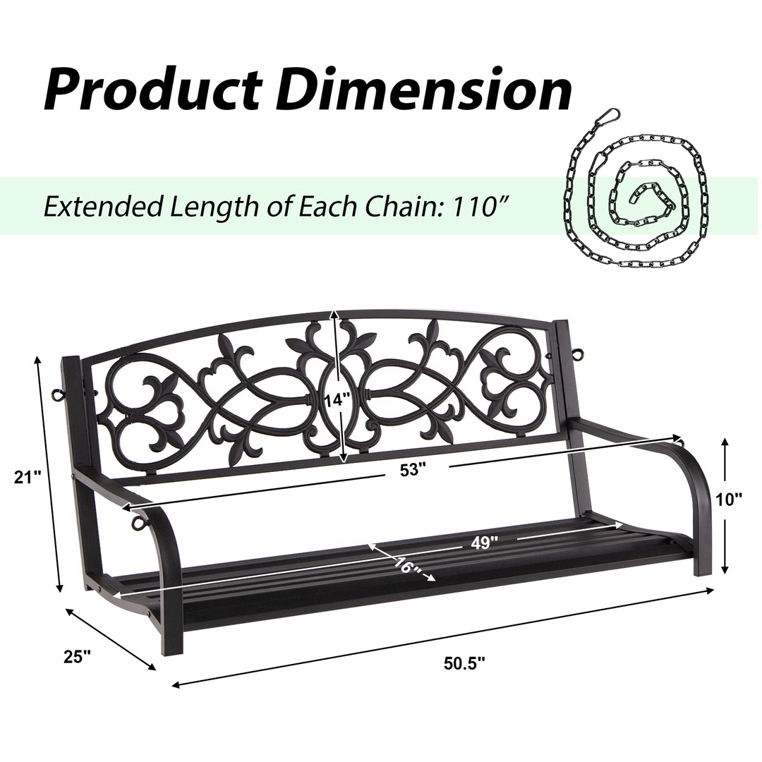 Giantex Patio Metal Porch Swing