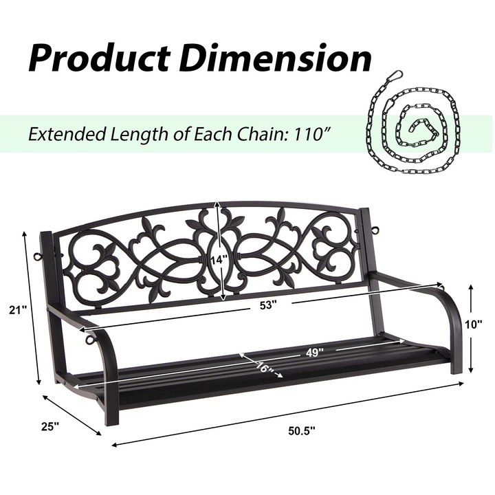 Giantex Patio Metal Porch Swing