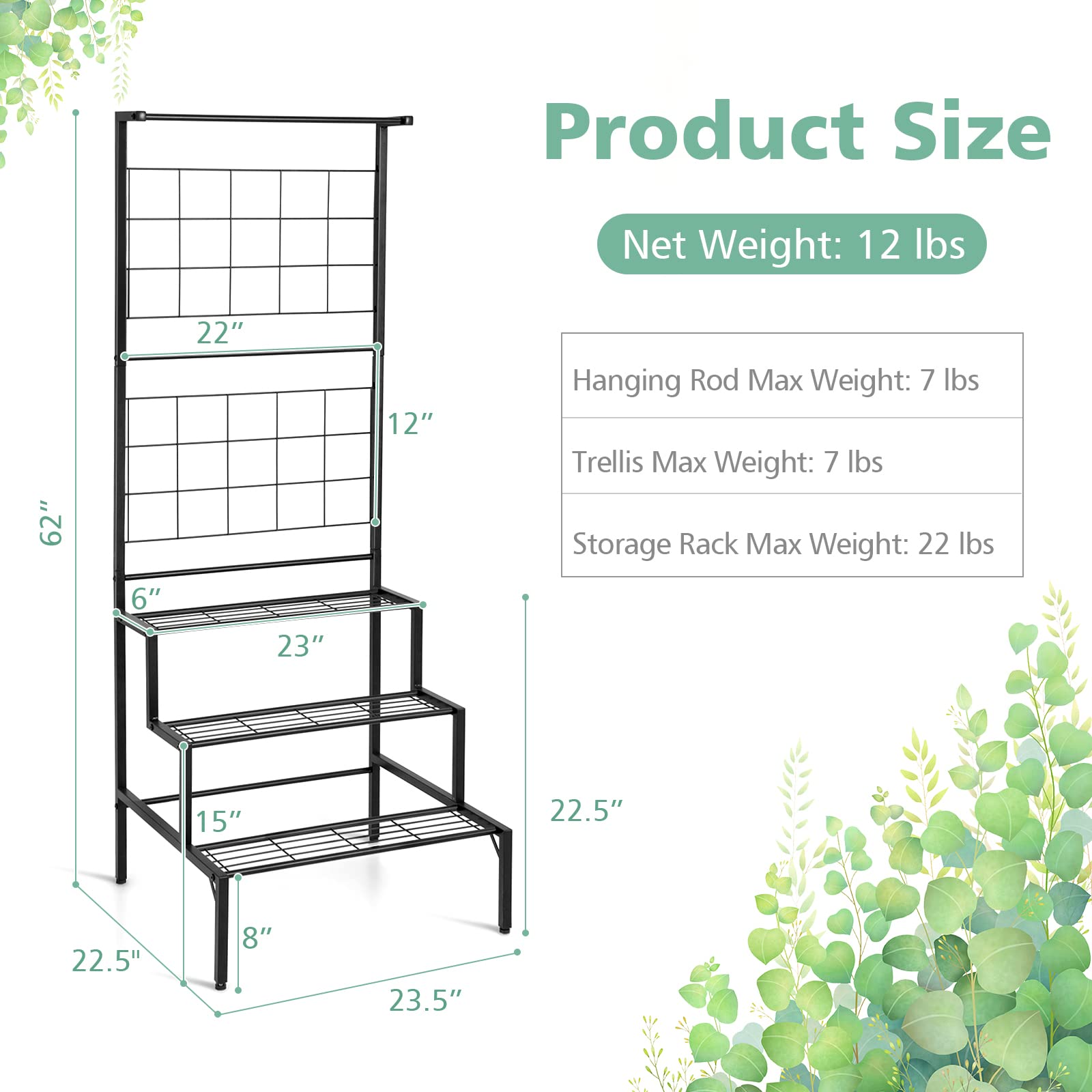 Giantex 3-Tier Hanging Plant Stand Indoor, Tall Ladder Plant Shelf