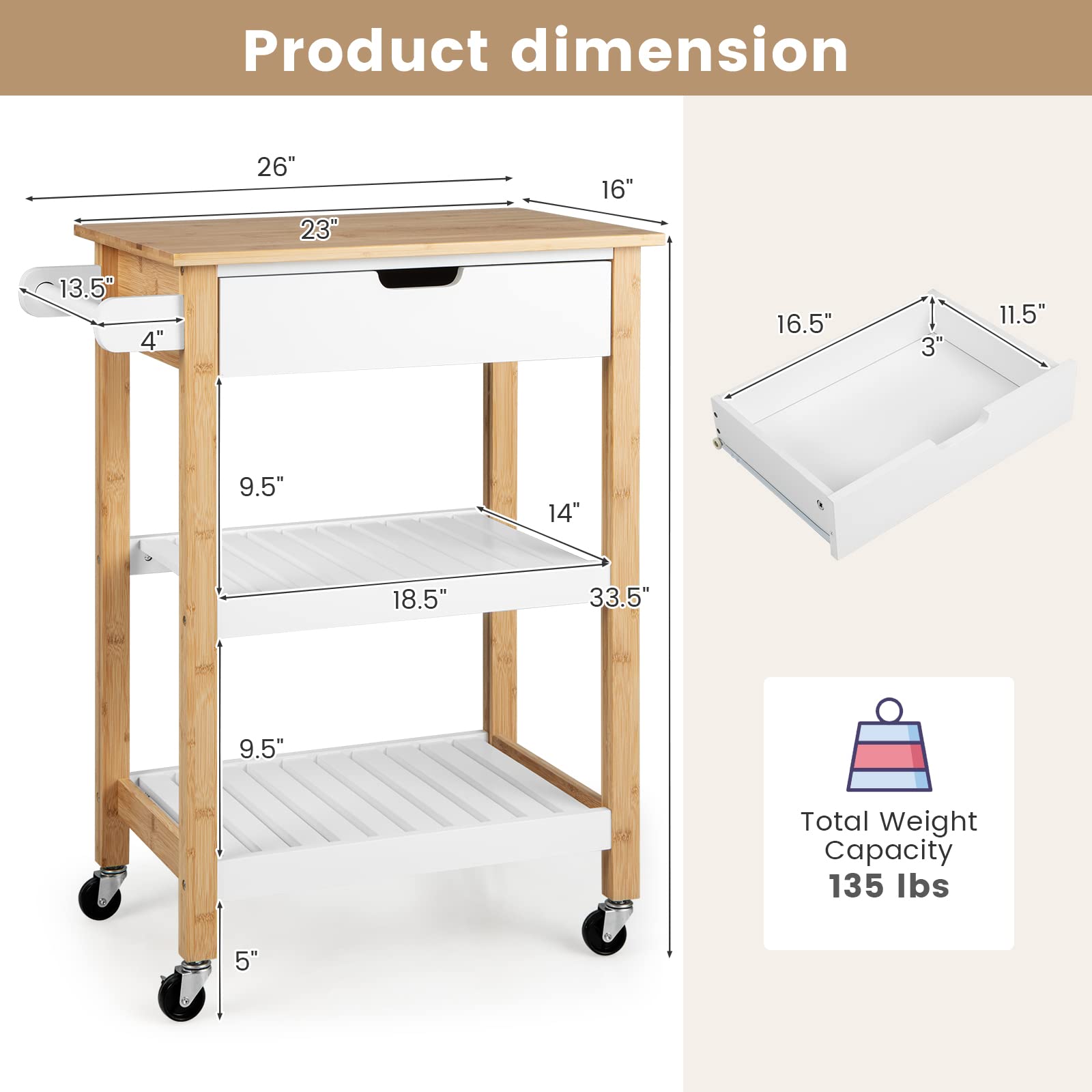 Kitchen Island Cart with Storage - Giantex