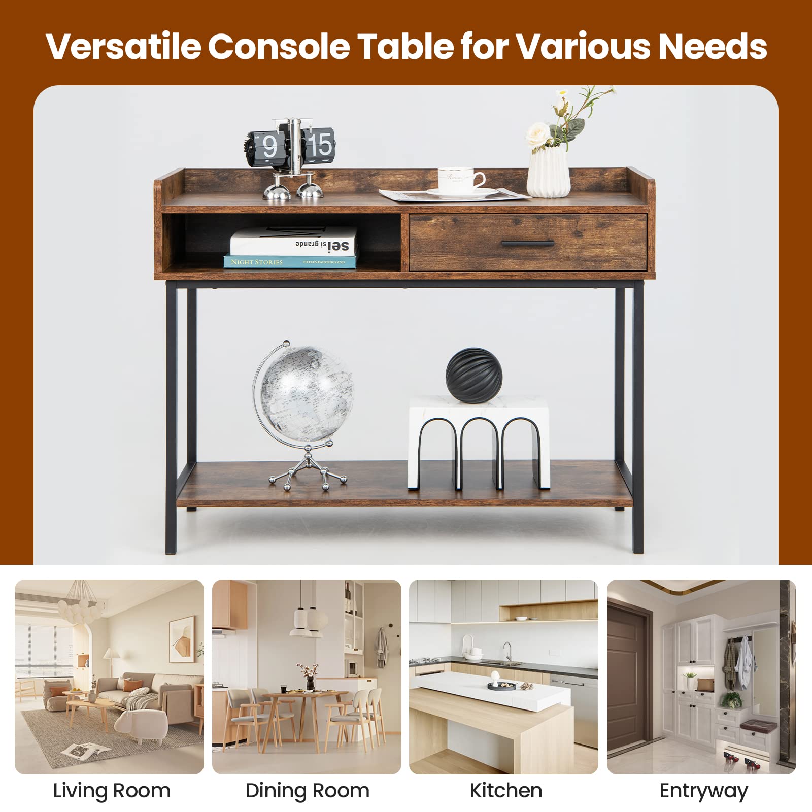 Giantex Long Console Table with Storage - Narrow Entryway Table