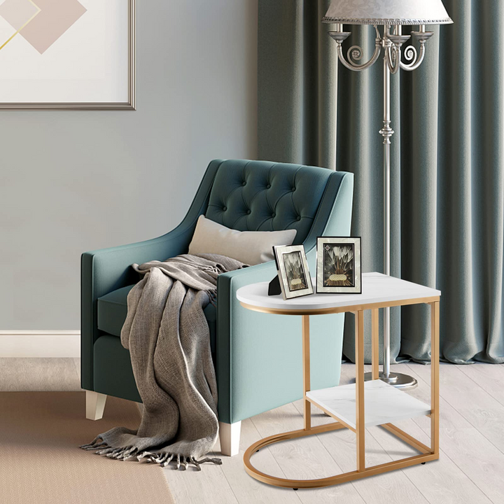 Giantex Side Table, 2-Tier C-Shaped End Table