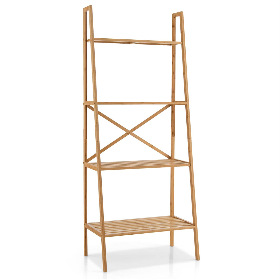 Giantex 4-Tier Bamboo Bookshelf, Multifunctional Storage Display Rack Shelves with Anti-Tipping Device