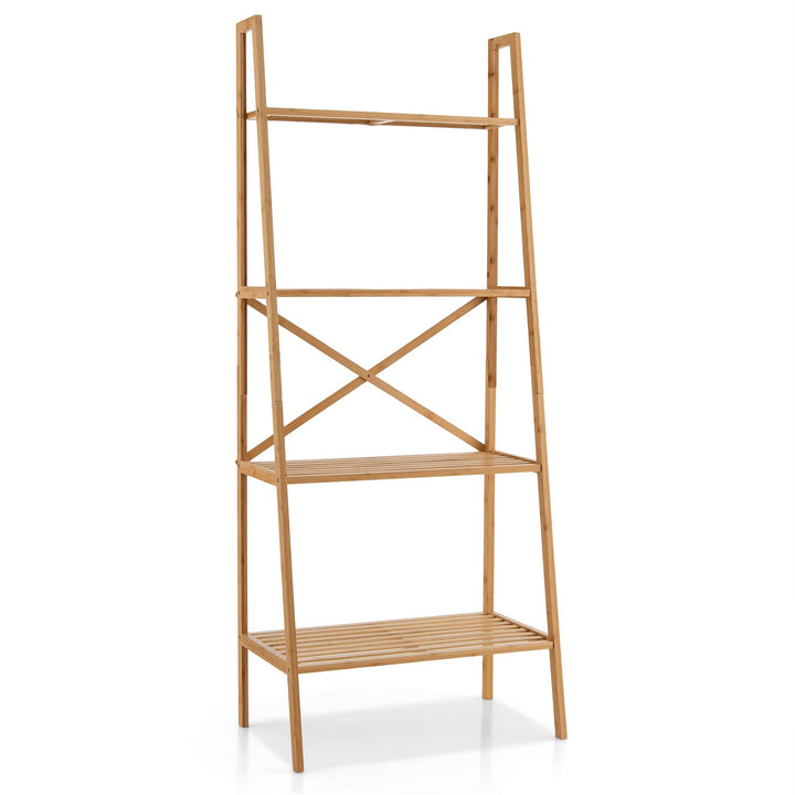 Giantex 4-Tier Bamboo Bookshelf, Multifunctional Storage Display Rack Shelves with Anti-Tipping Device