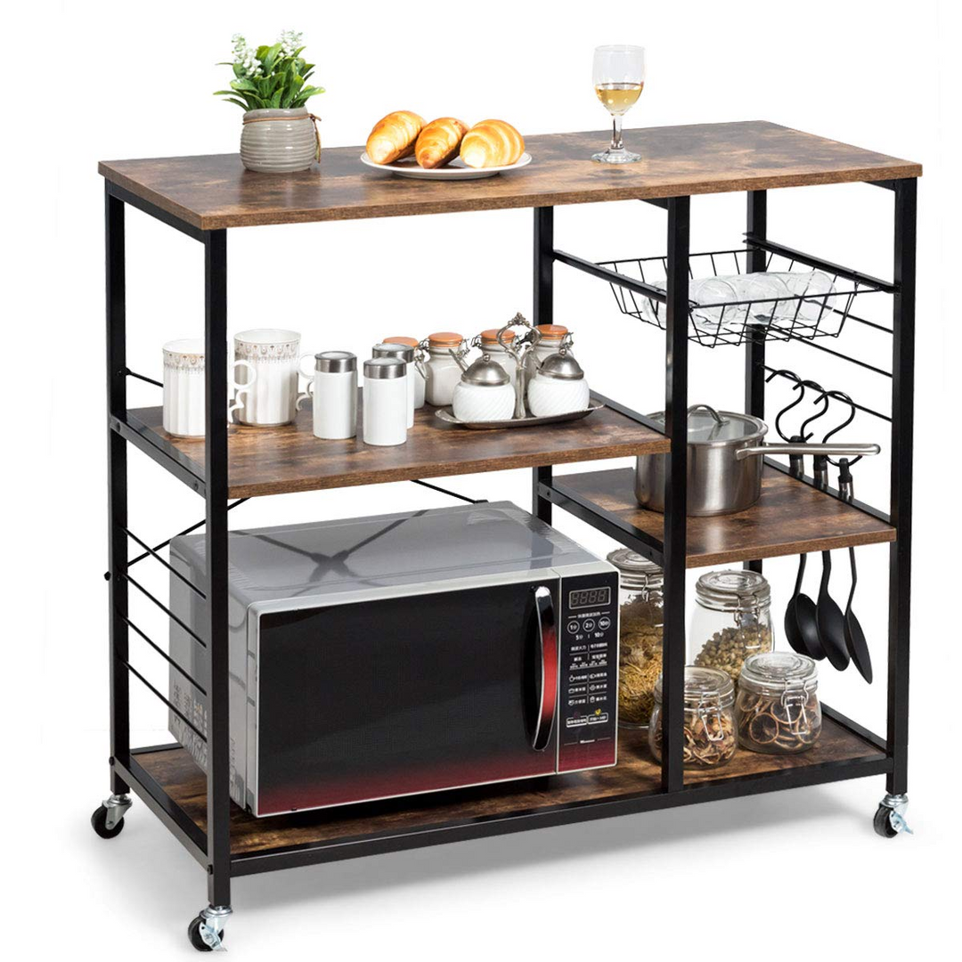 Giantex Industrial Kitchen Baker's Rack with Lockable Universal Wheel