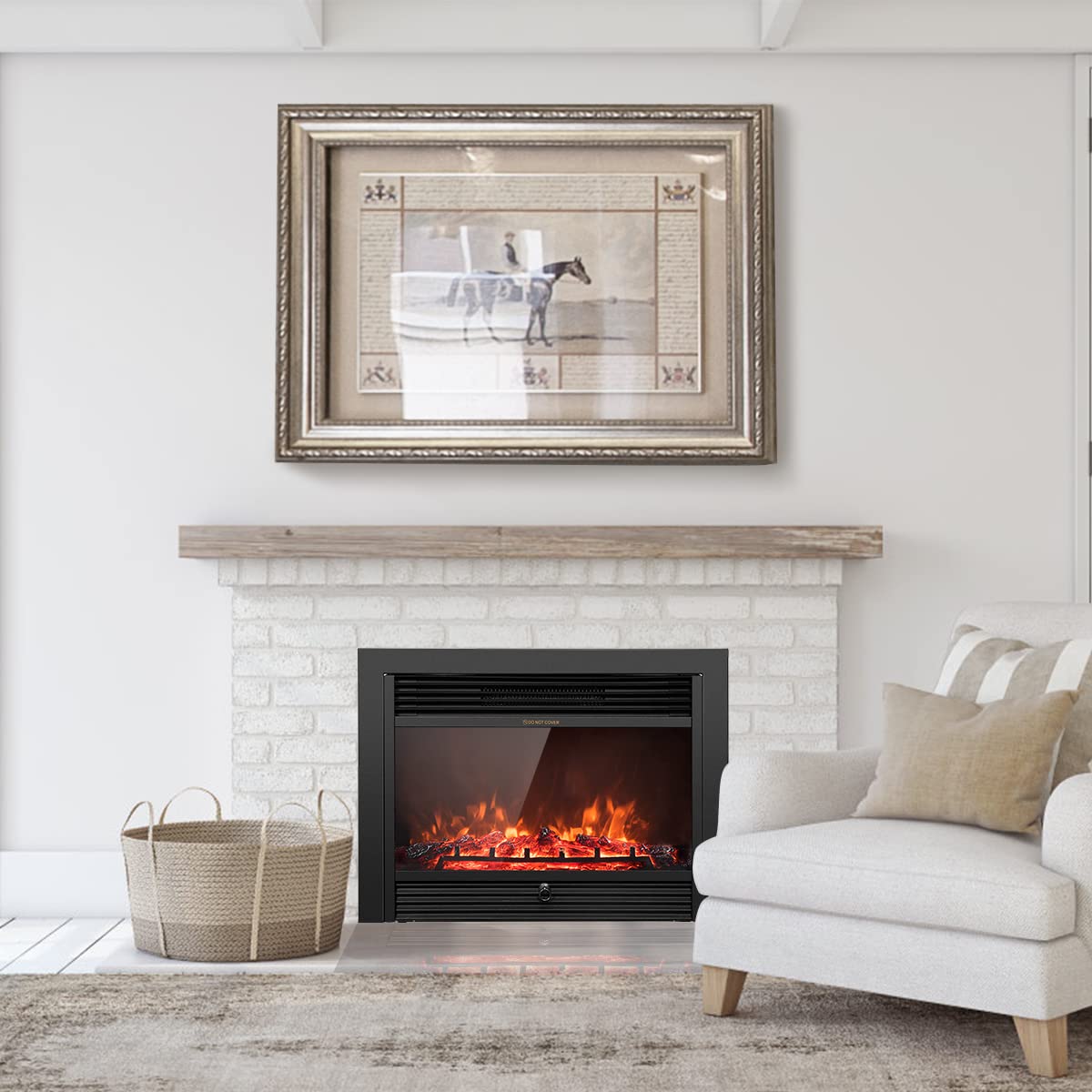 Giantex 28.5" Electric Fireplace Insert Recessed Mounted with 3 Color Adjustable Flames