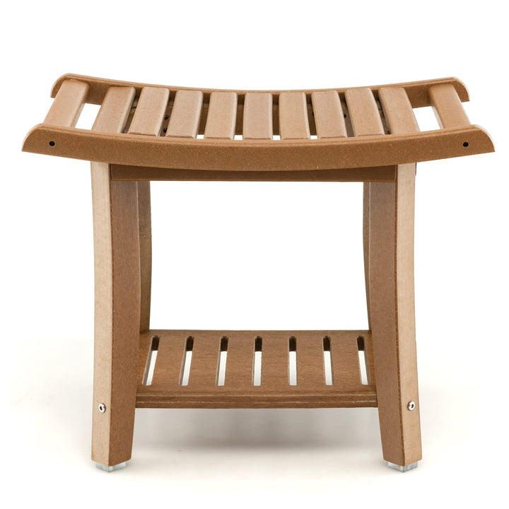 Giantex Shower Bench, HDPE Waterproof Shower Stool with Storage Shelf
