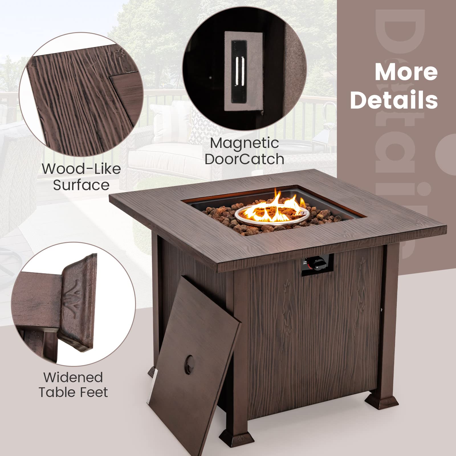 Giantex Gas Fire Pits for Outside - 32” Patio Fire Table