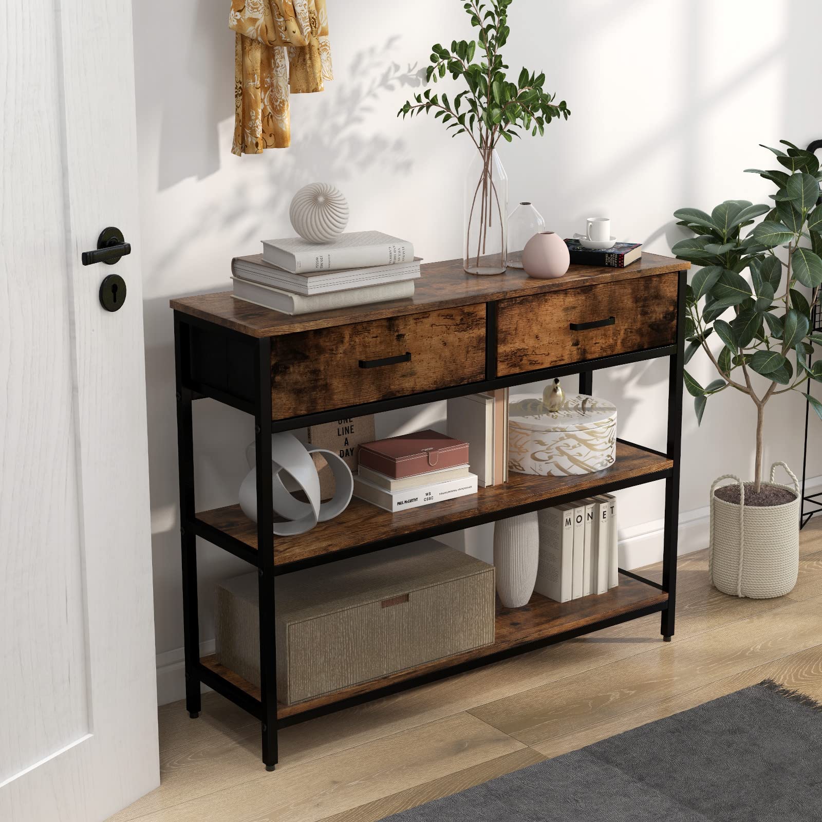 Giantex 3-Tier Entryway Table with Storage - Sofa Side Table