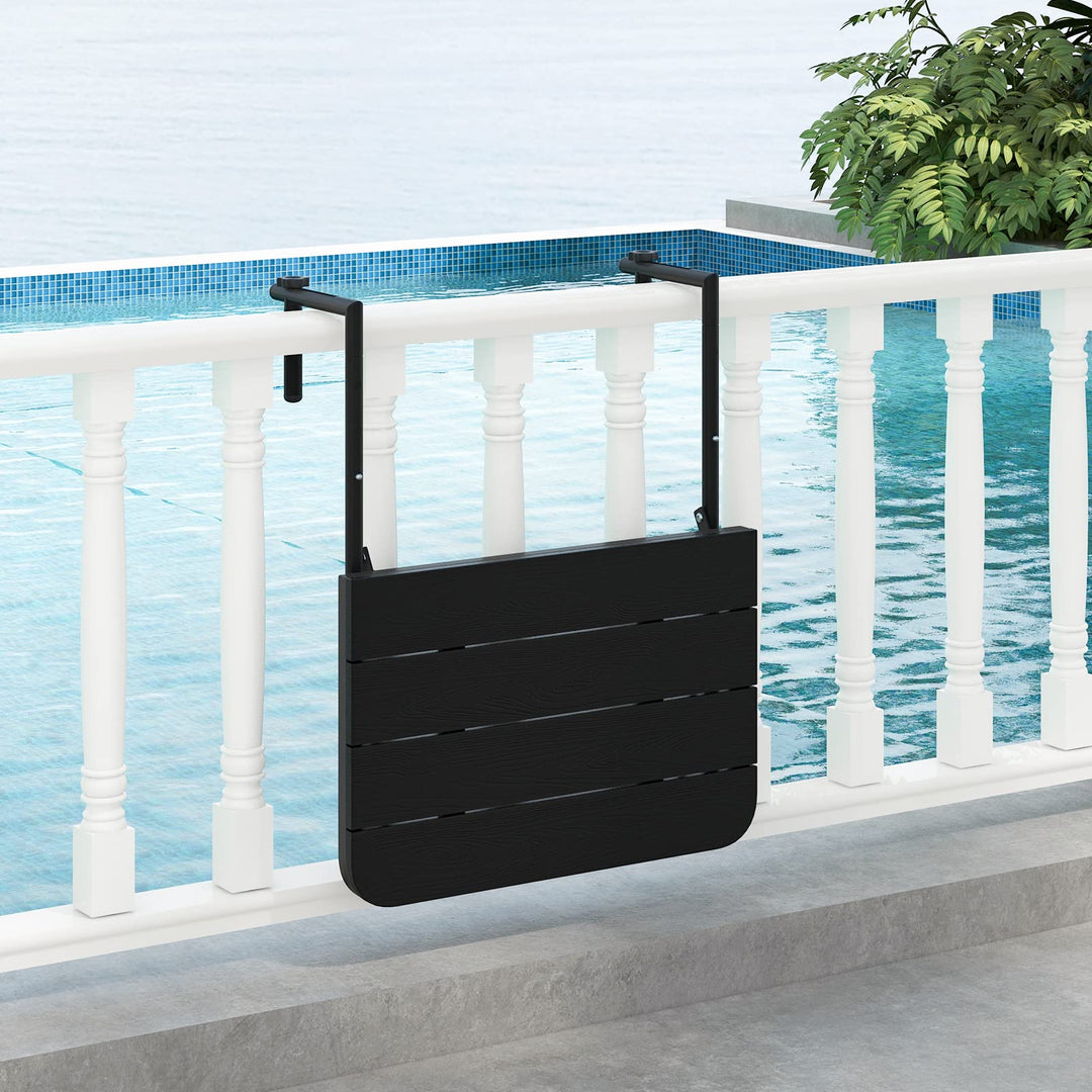 Giantex Outdoor Folding Hanging Table - Balcony Railing Table w/ 3-Level Height