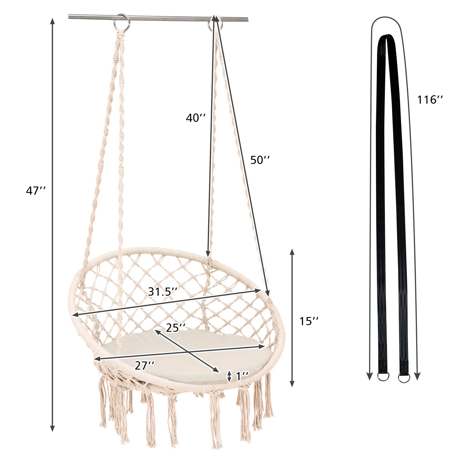 Hammock Chair Macrame Swing - Giantex