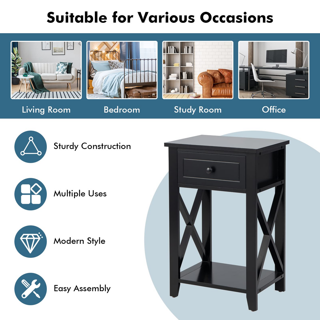 Giantex Modern X-Design Nightstand