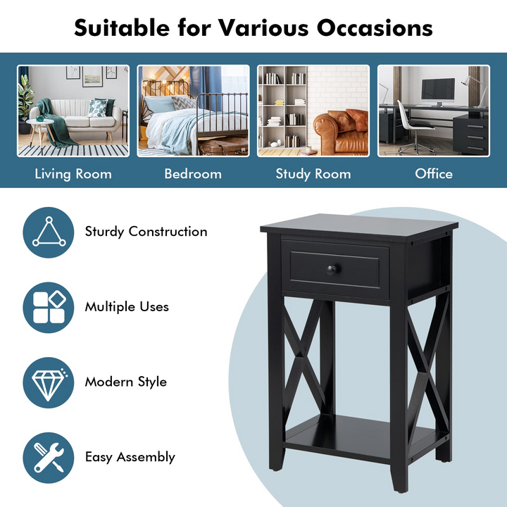 Giantex Modern X-Design Nightstand