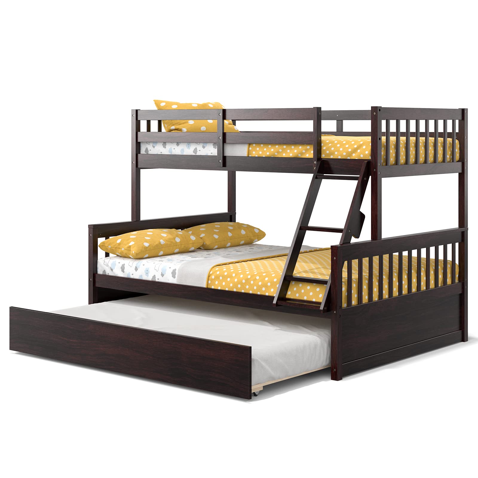 Twin Over Full Bunk Bed with Trundle - Giantex