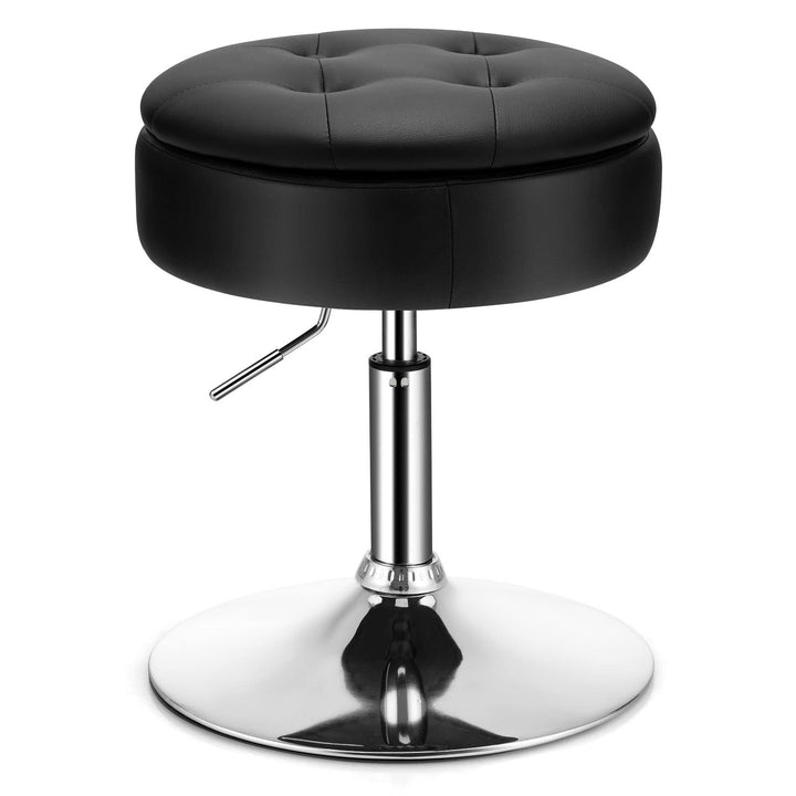 Giantex Adjustable Swivel Vanity Stool - 360° Swivel 20’’-26’’ Height Adjustable Tufted Round Storage Ottoman