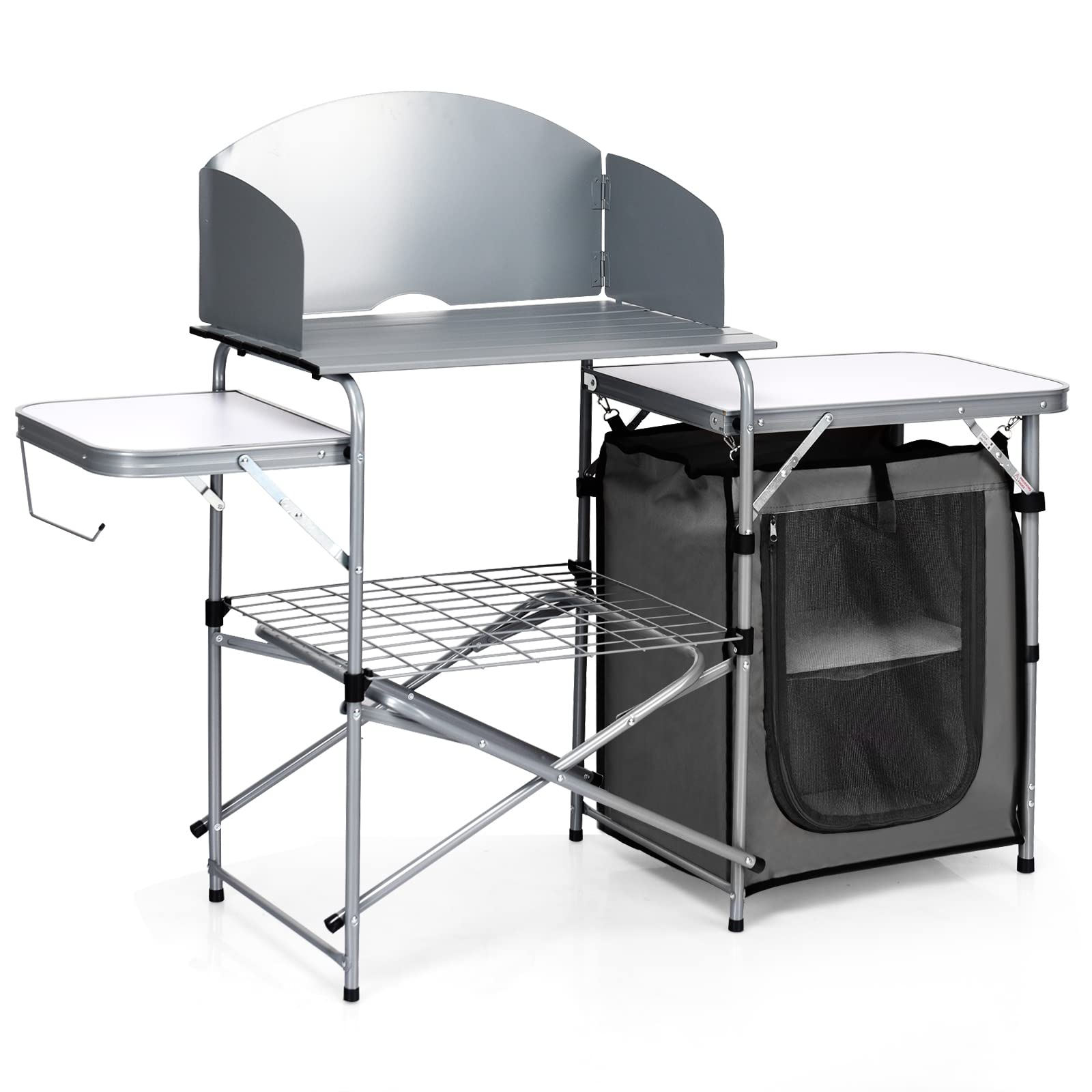 Giantex Folding Grill Table with 26'' Tabletop and Detachable Windscreen