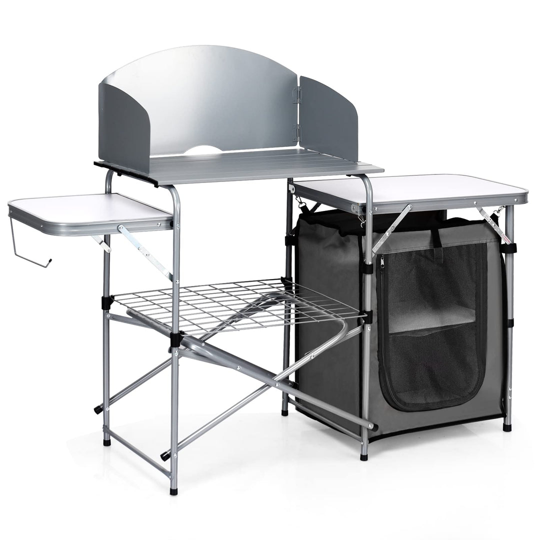 Giantex Folding Grill Table with 26'' Tabletop and Detachable Windscreen