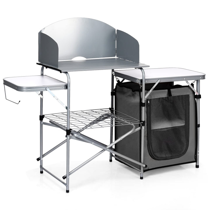 Giantex Folding Grill Table with 26'' Tabletop and Detachable Windscreen