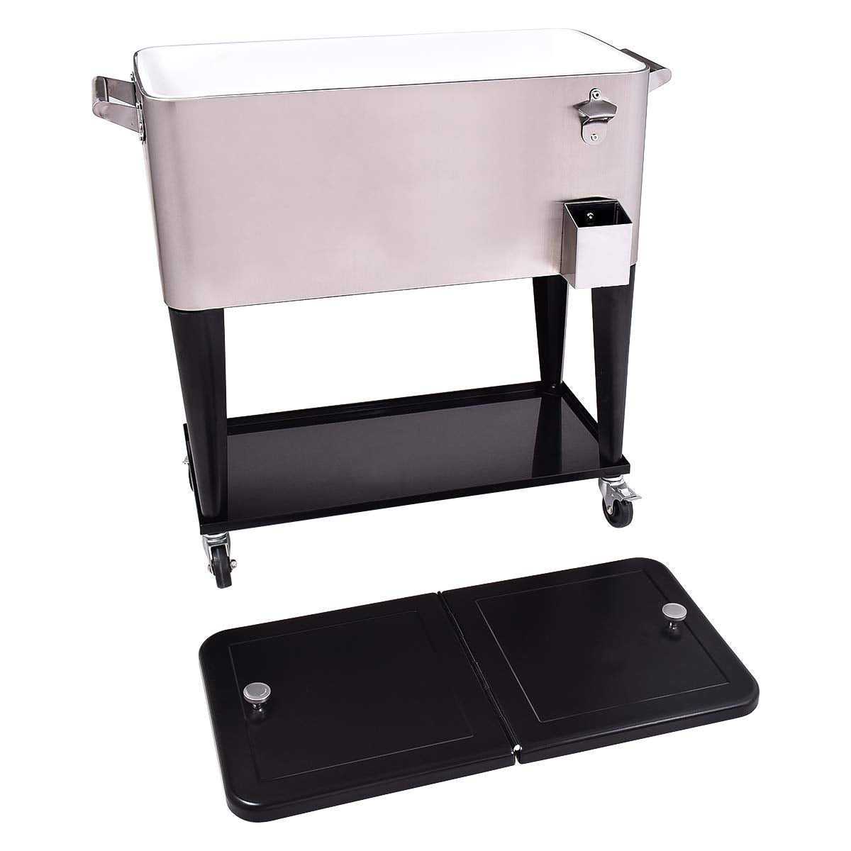Giantex 80 Quart Patio Cooler Rolling Cooler Ice Chest with Shelf