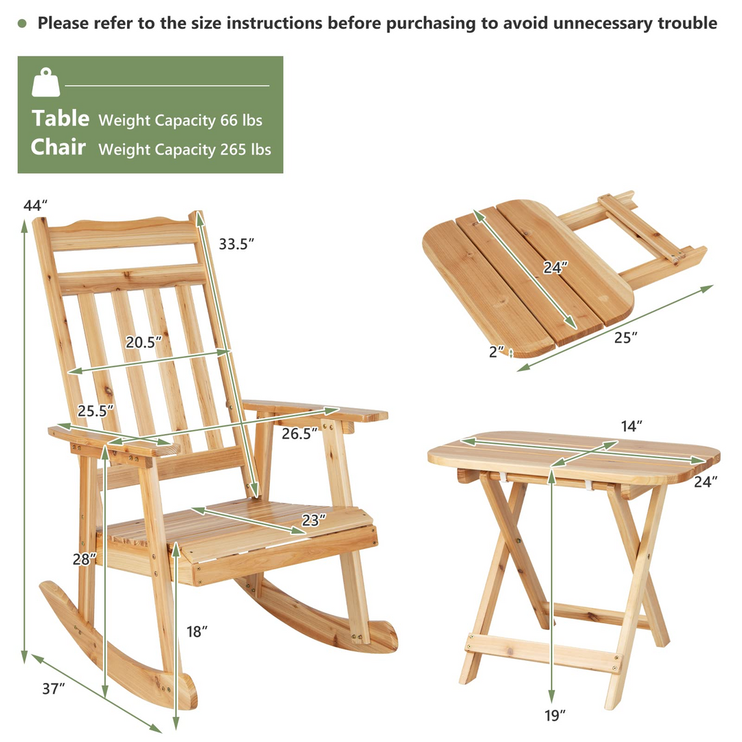 Giantex Outdoor Rocking Chairs Set - Front Rocking Chair