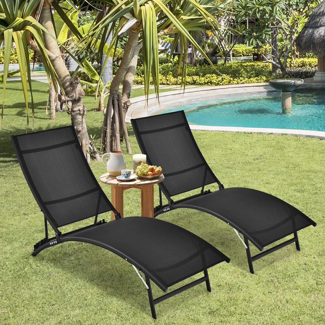 Giantex Outdoor Chaise Lounge Set of 2, Foldable Pool Lounge Chairs