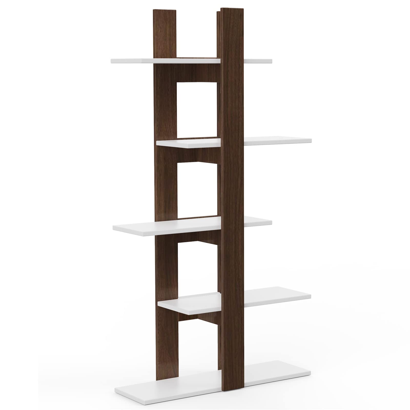5-Tier Tall Wood Tree Book Shelf w/ Anti-Toppling Device