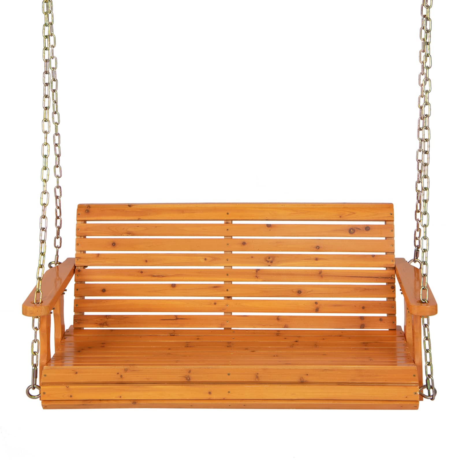 Giantex Wooden Porch Swing 2 Seat - Outdoor Swinging Chairs