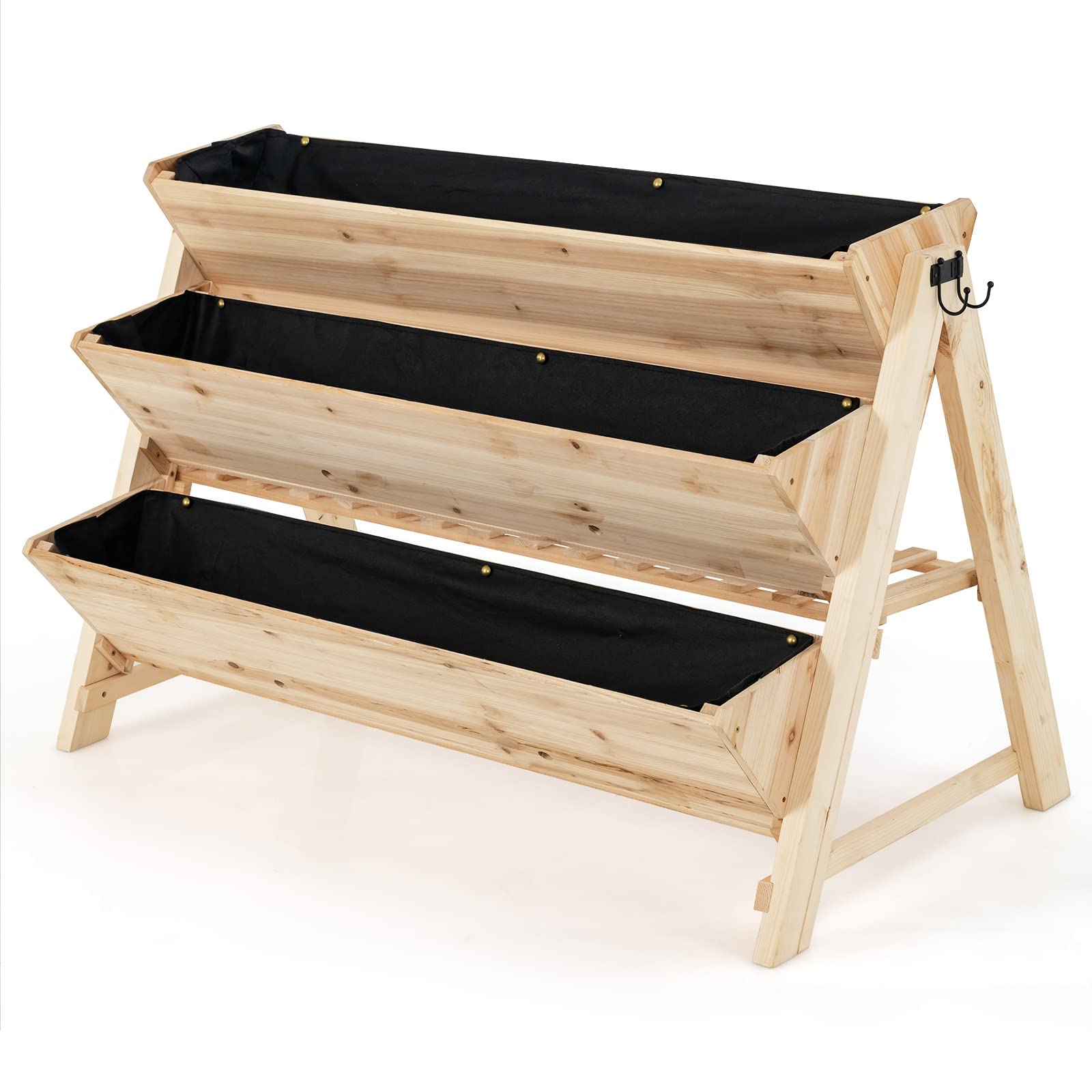 Giantex Raised Garden Bed, Vertical Planter with Storage Shelf (Natural)