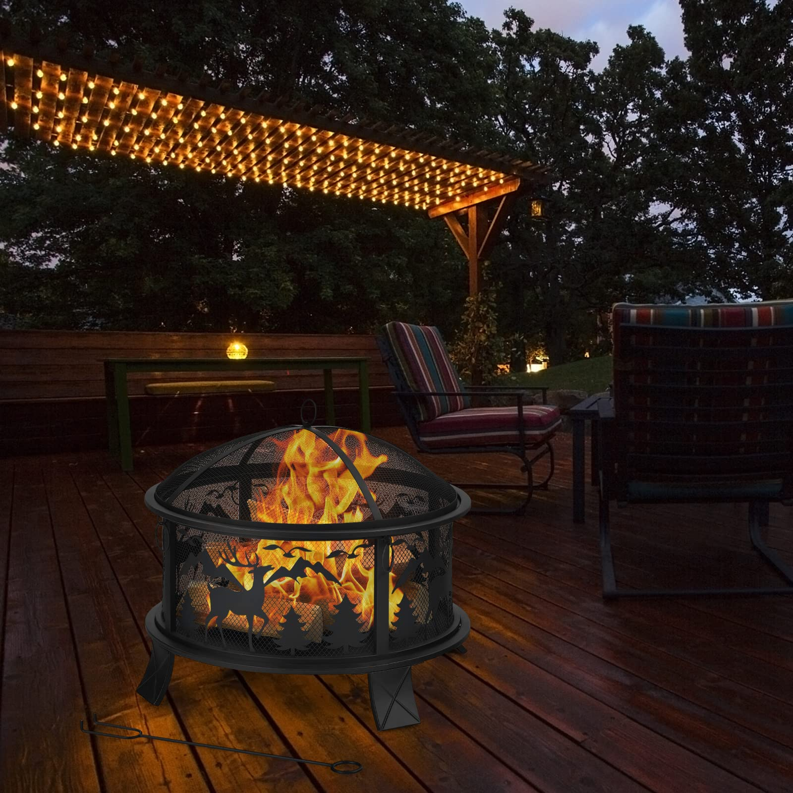 26 Inch Outdoor Firepit for Backyard - Giantex