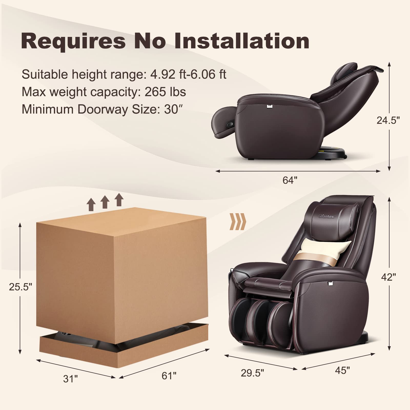 Giantex Full Body Massage Chair - Zero Gravity SL Track Electric Recliner with Reversible Footrest