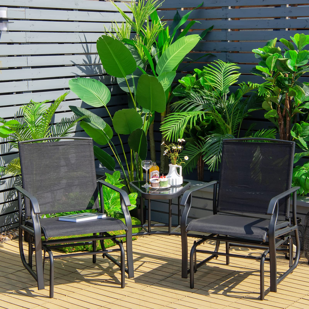Giantex Outdoor Glider Chairs with Table & Umbrella Hole