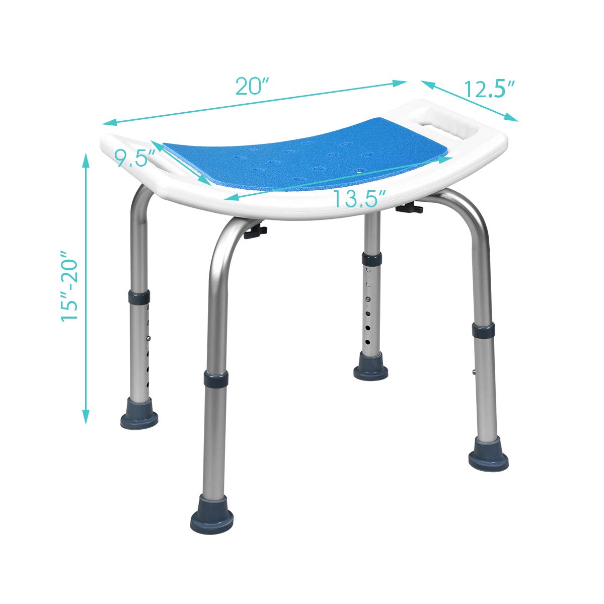 Giantex Shower Bench Adjustable Lightweight Shower Stool with Padded Seat & Built-in Handle