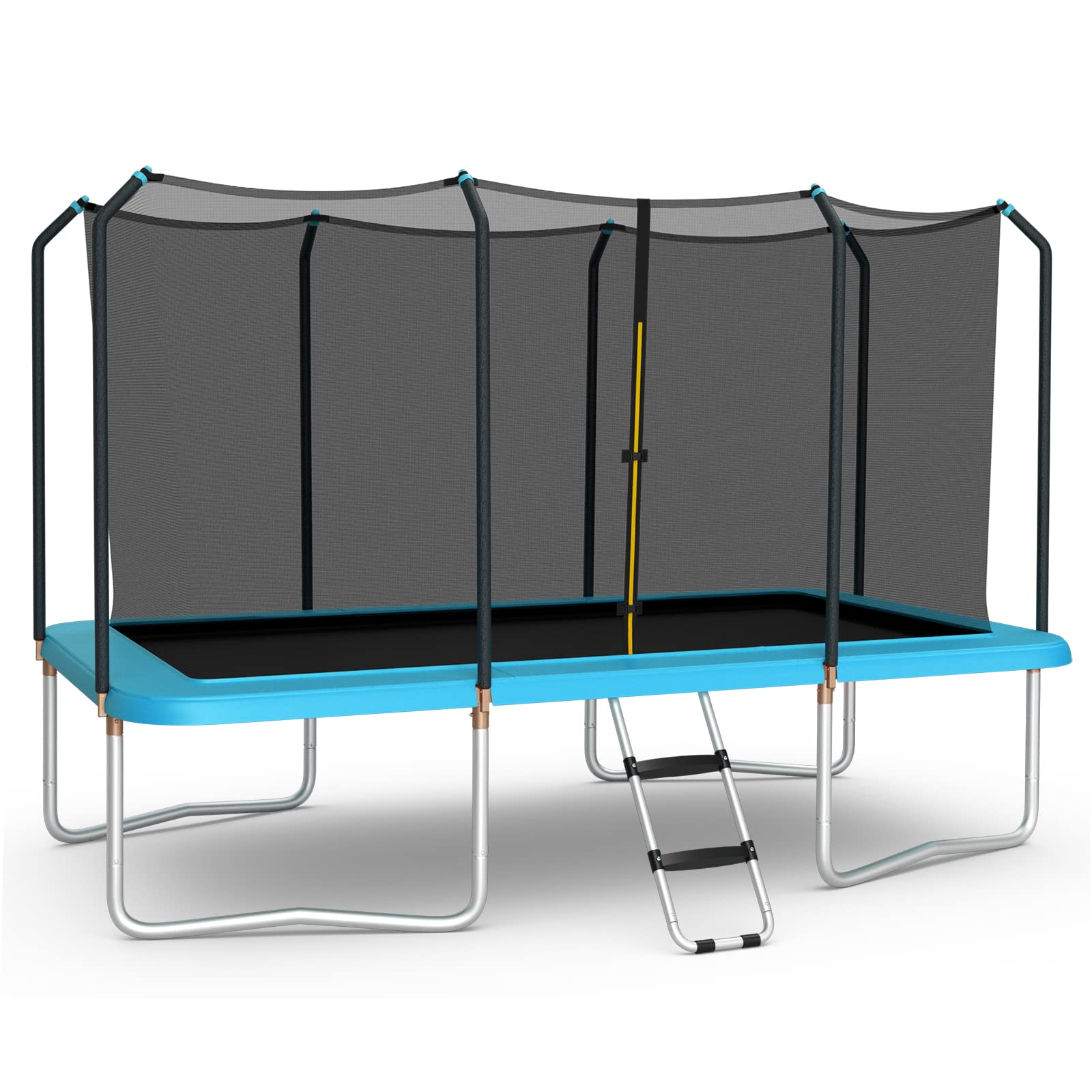 Giantex Trampoline, 8 FT x 14 FT ASTM Certified Rectangular Trampoline with Enclosure, Ladder, Double-Side Galvanized Steel Frame