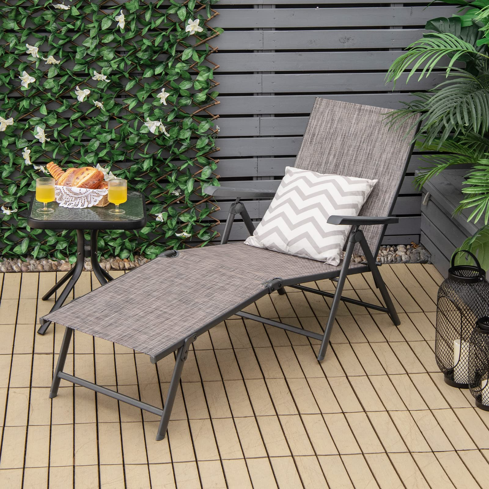 Outdoor Sunbathing Chair W/ 5-Position Backrest | Patio Lounge Chair