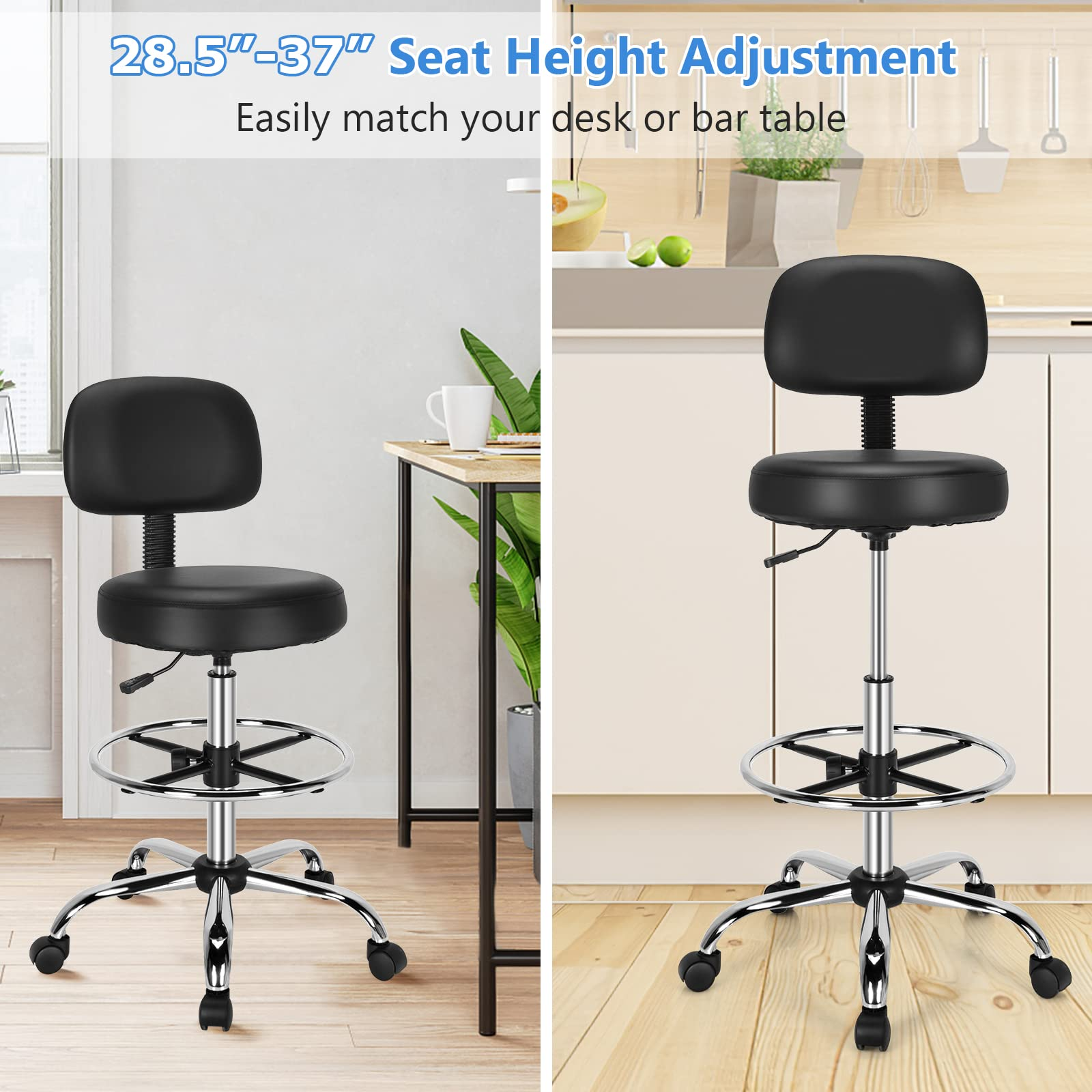 Giantex PU Leather Drafting Chair, Tall Office Chair