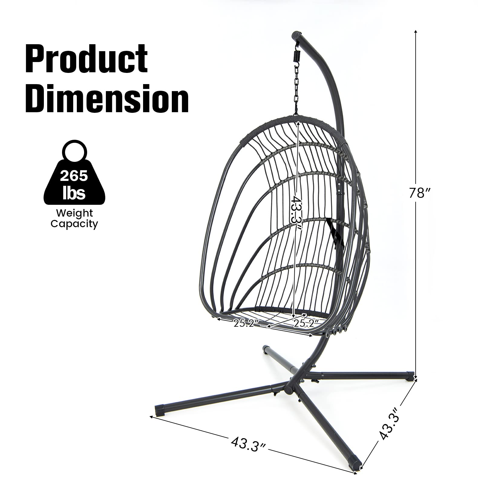 Giantex Egg Chair Hammock Stand - Hanging Swing with Stand