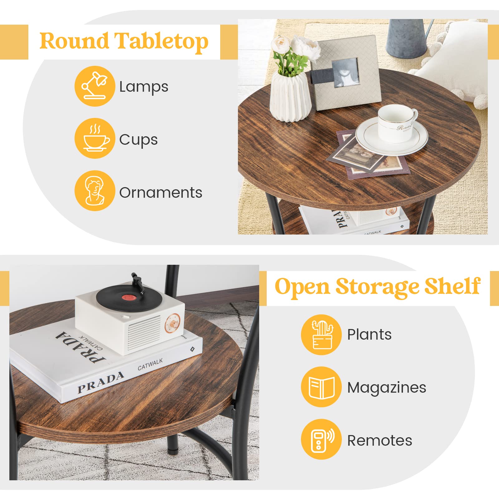 Giantex Round End Table Set