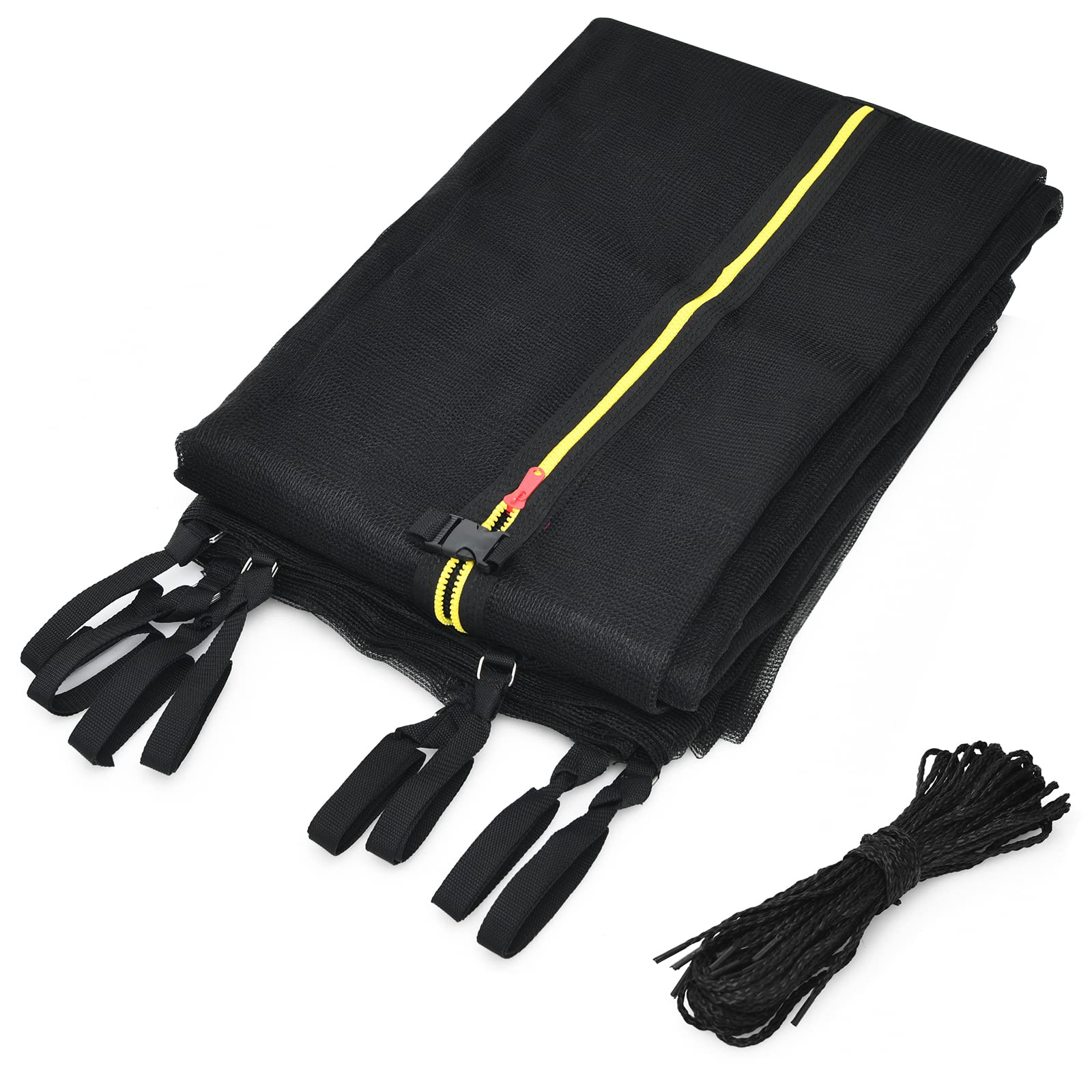 Trampoline Safety Net w/Adjustable Straps, 8 10 12 14 15 16Ft Weather-Resistant Replacement Enclosure Net