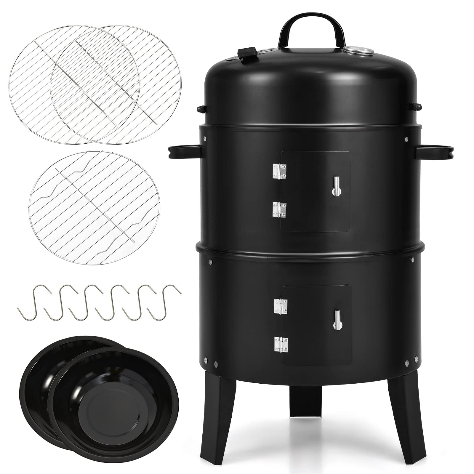 Giantex 3-in-1 Outdoor Smoker Grill with Smoker Combo