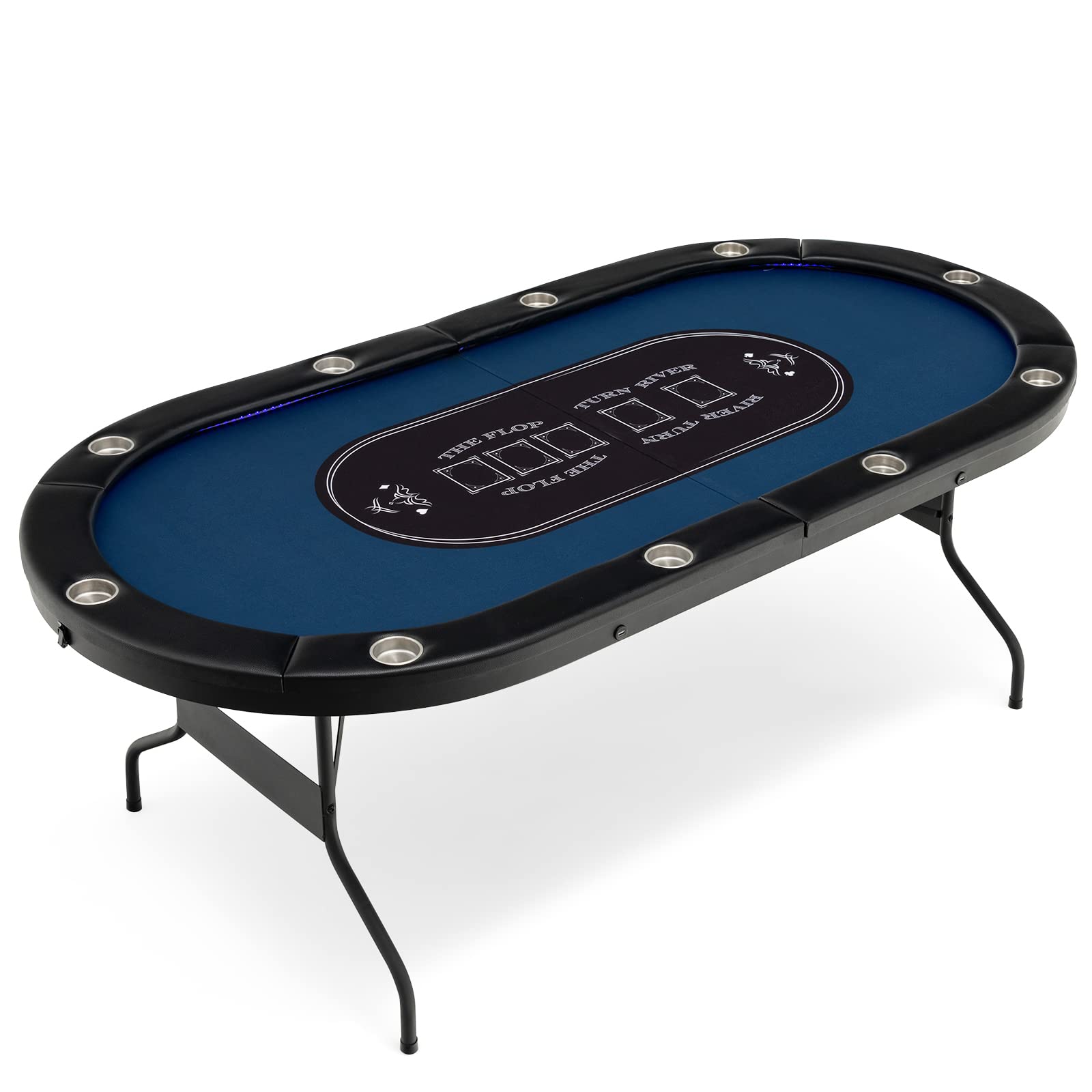 10 Players Poker Table with Cup Holder - Giantex