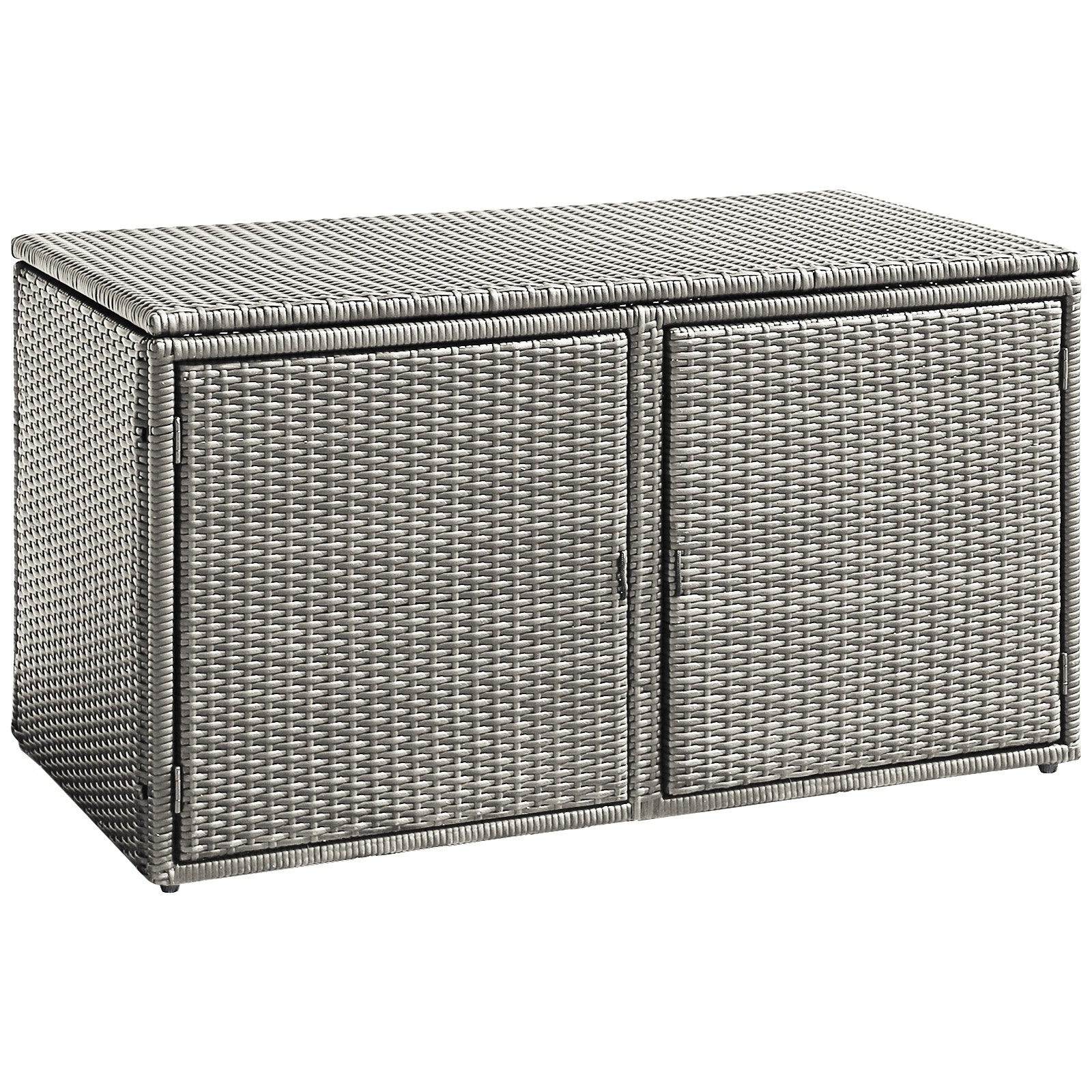 Rattan Deck Box Outdoor&Indoor 88 Gallon Wicker Storage Bench W/Separate Storage Shelf