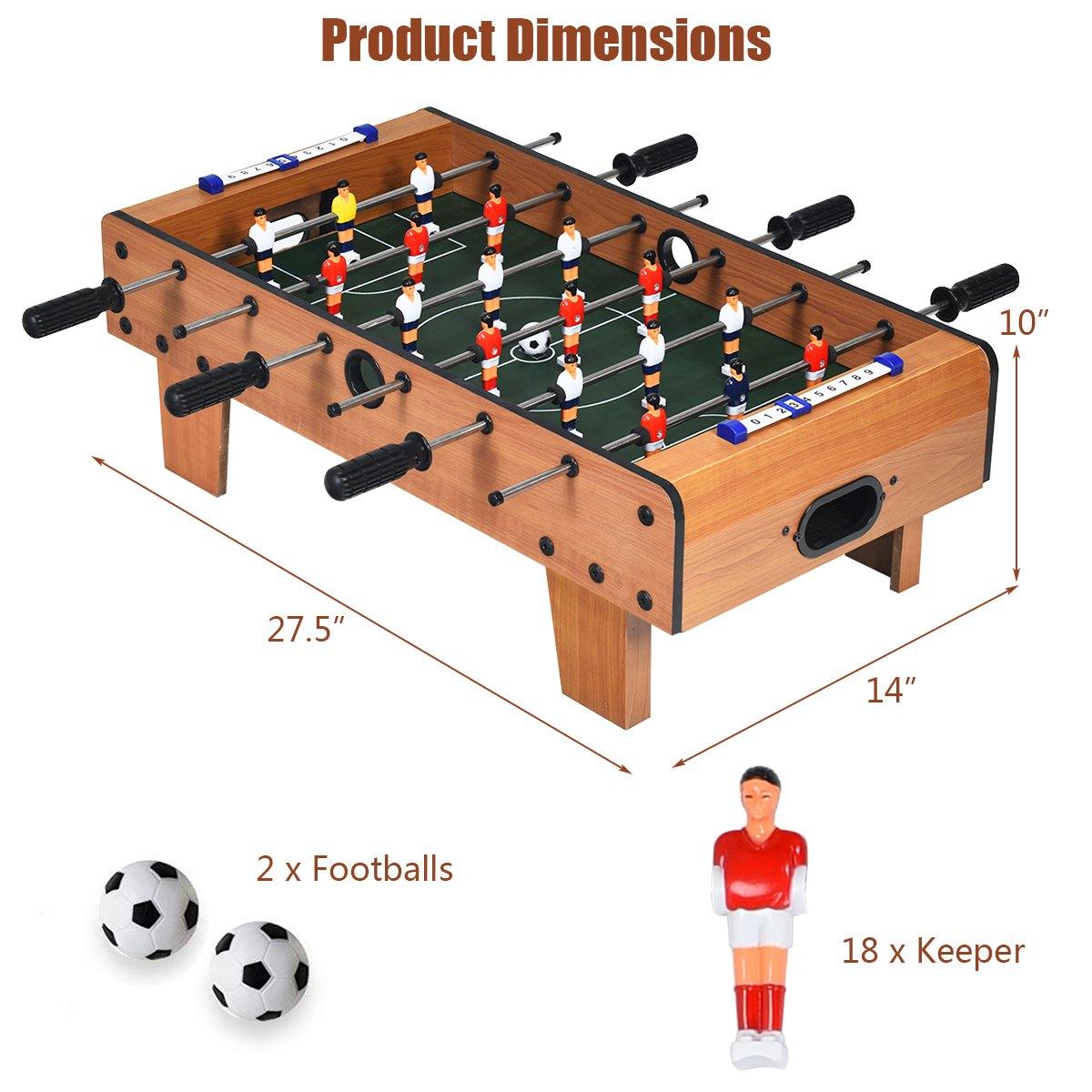 Giantex Foosball Table, 27in Mini Football Table Game w/ 2 Footballs, Score Keepers (Natural) - Giantexus