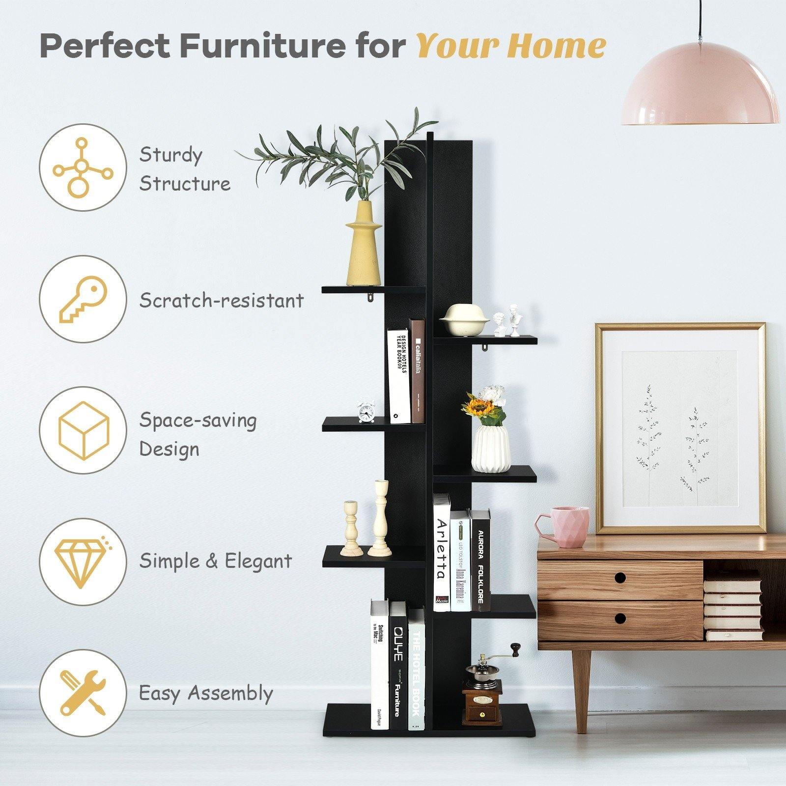 7-Tier Bookshelf, Multipurpose Storage Shelf 9.5 x 8 x 56 inches - Giantexus