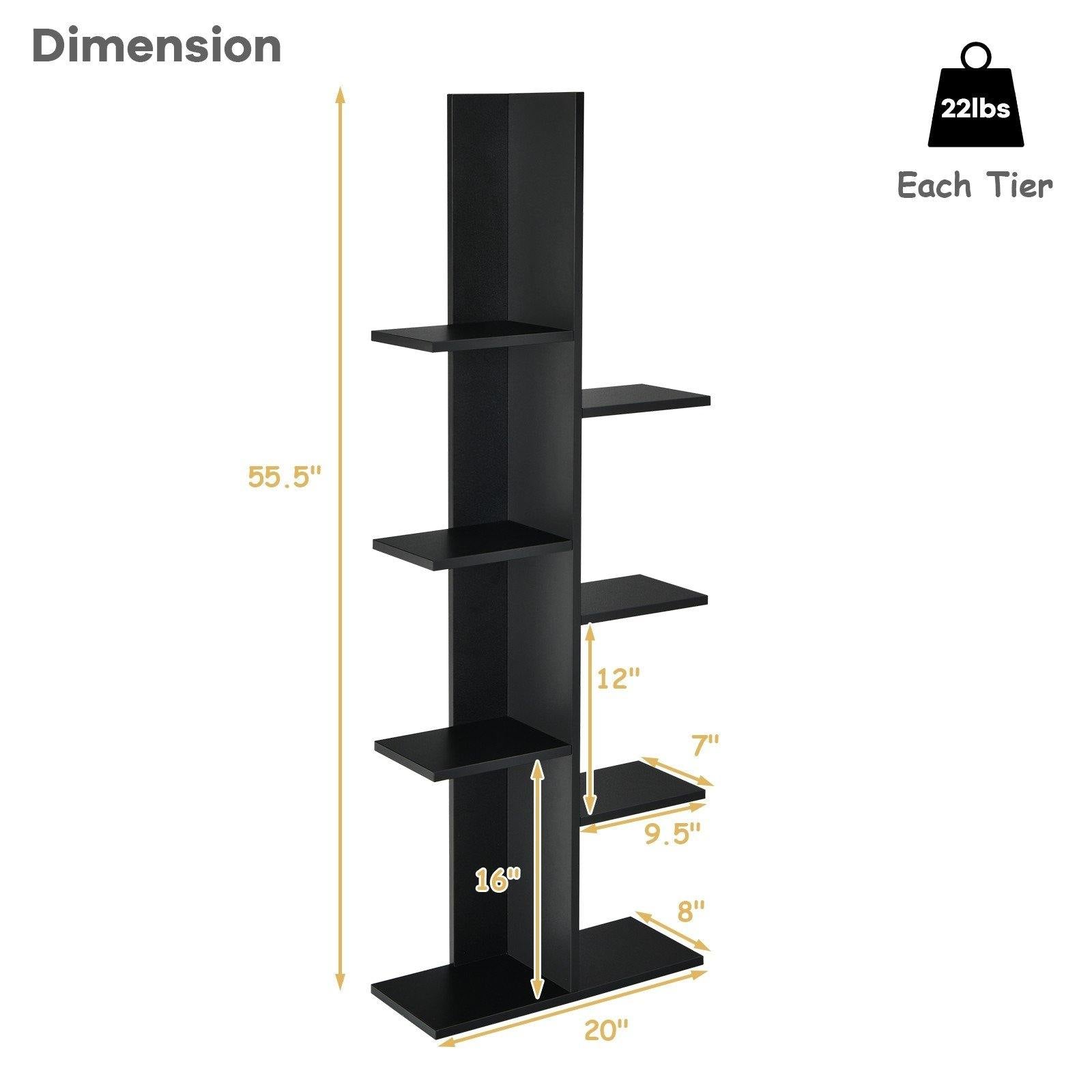 7-Tier Bookshelf, Multipurpose Storage Shelf 9.5 x 8 x 56 inches - Giantexus