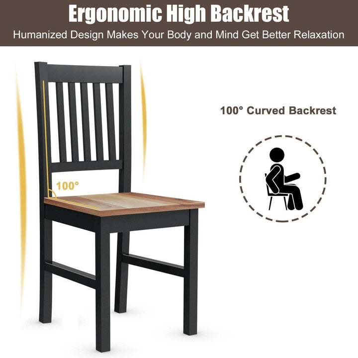 Giantex Set of 4 Wood Dining Chairs, Whitesburg Dining Room Side Chair w/ Wide Seat,Black - Giantexus