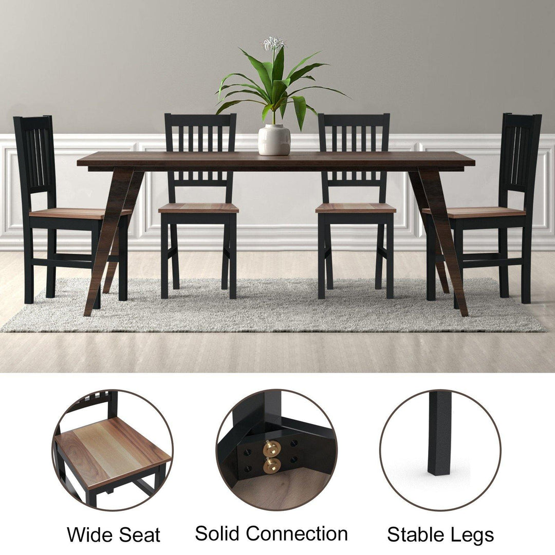Giantex Set of 4 Wood Dining Chairs, Whitesburg Dining Room Side Chair w/ Wide Seat,Black - Giantexus