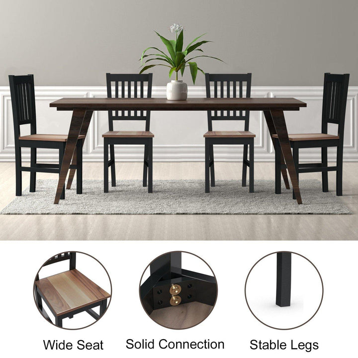 Giantex Set of 4 Wood Dining Chairs, Whitesburg Dining Room Side Chair w/ Wide Seat,Black - Giantexus